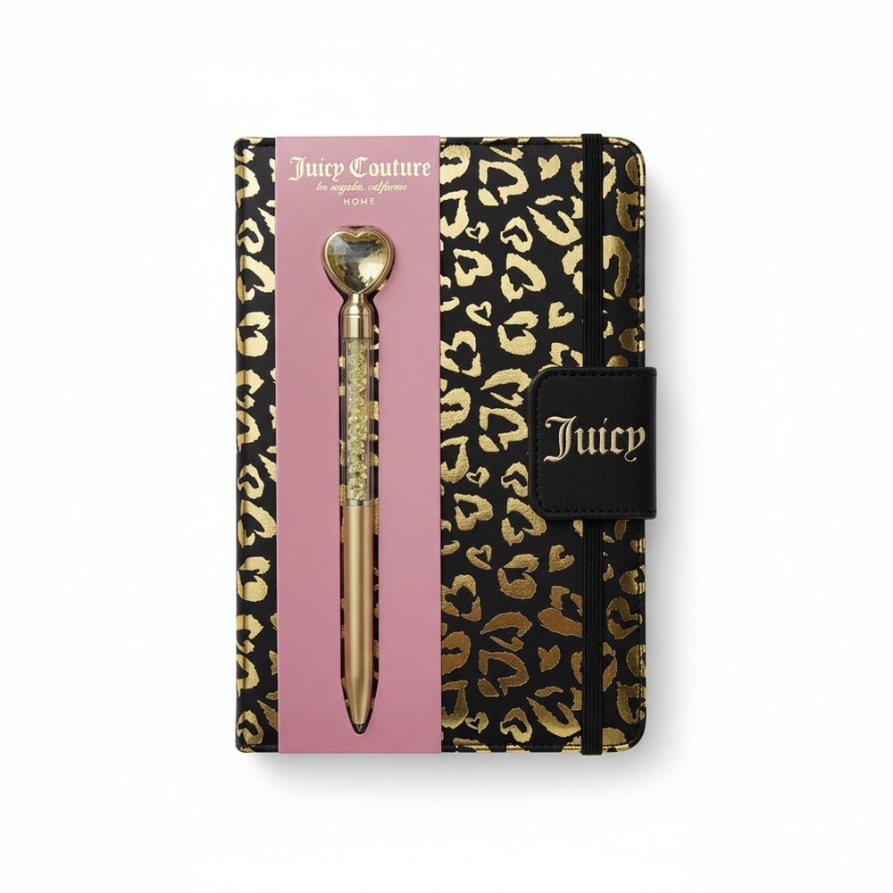 Juicy Couture Gold and Black cheetah / Leopard Notebook / diary with Pen